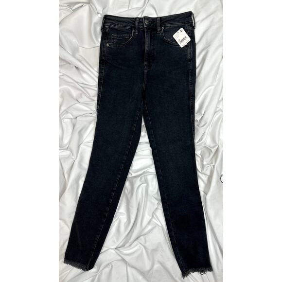 Free People We the Free High Rise Raw Hem Skinny Jeans Black 30 - Picture 7 of 15